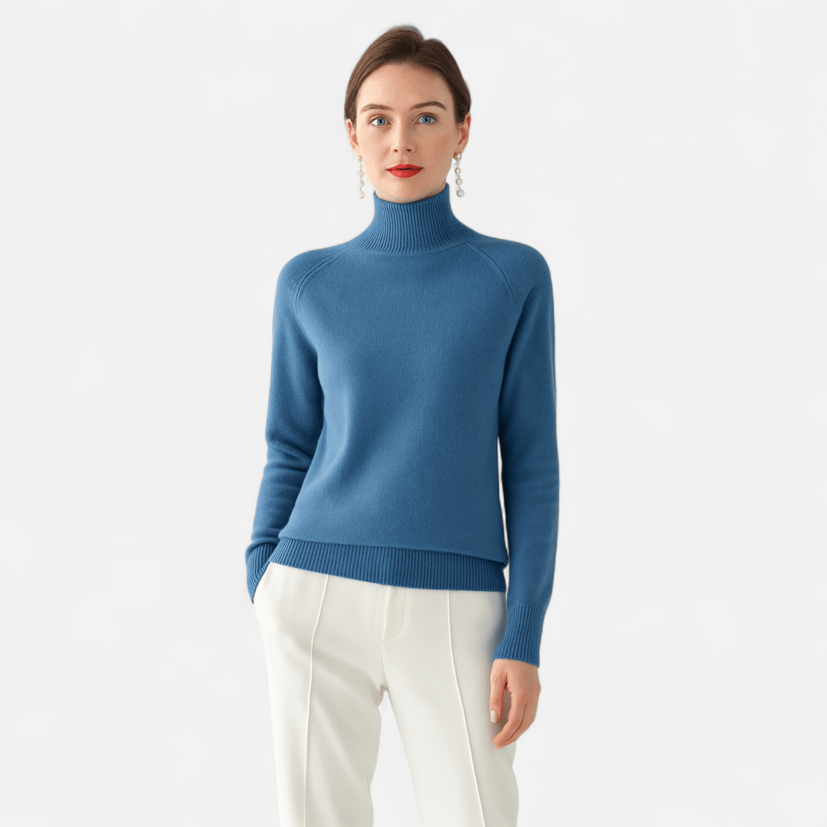 Merino Cashmere Turtleneck Sweater for Women - Elegant and Cozy Knitwear - Satinnis