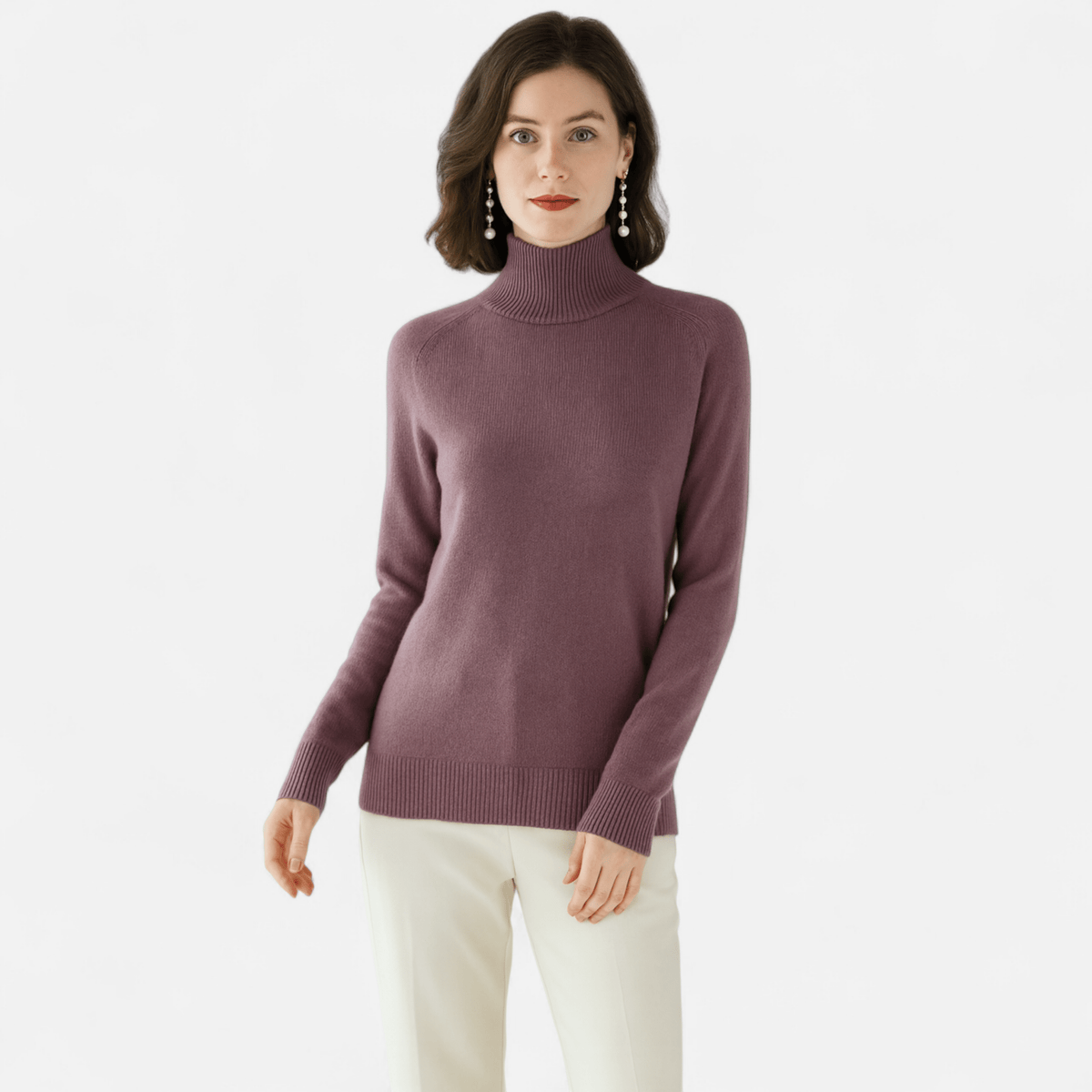 Merino Cashmere Turtleneck Sweater for Women - Elegant and Cozy Knitwear - Satinnis