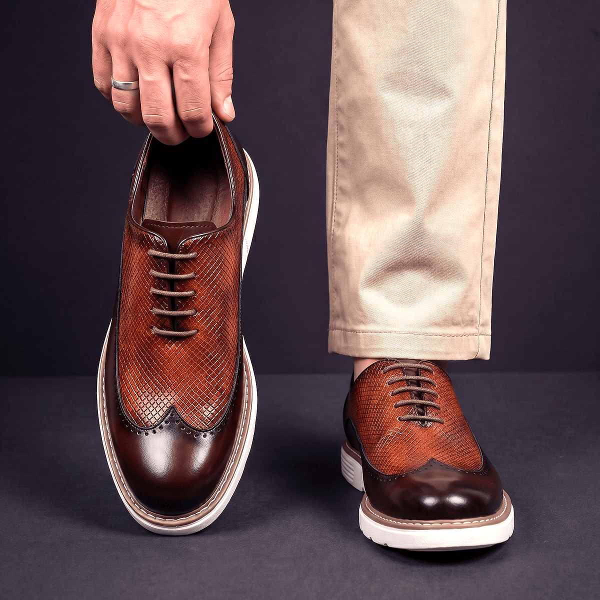 Modern Wingtip Oxfords for Men | Leather Dress Shoes for Formal Wear - Satinni
