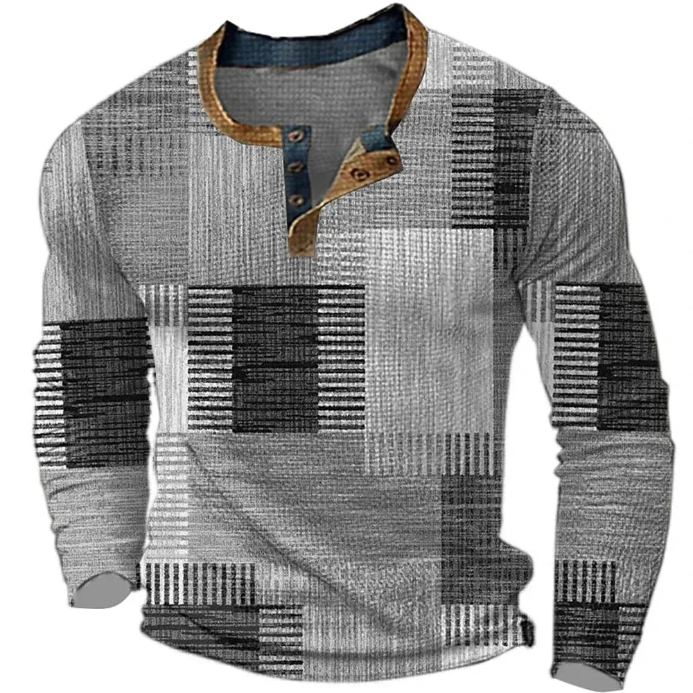 Multicolor Long Sleeve Shirt for Men | Casual Cotton Blend Top - Satinni