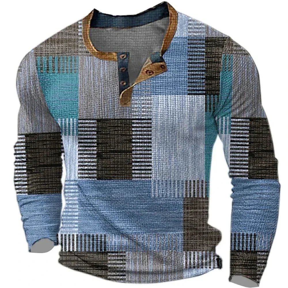 Multicolor Long Sleeve Shirt for Men | Casual Cotton Blend Top - Satinni