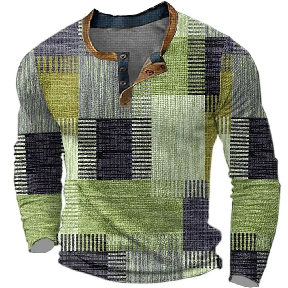 Multicolor Long Sleeve Shirt for Men | Casual Cotton Blend Top - Satinni