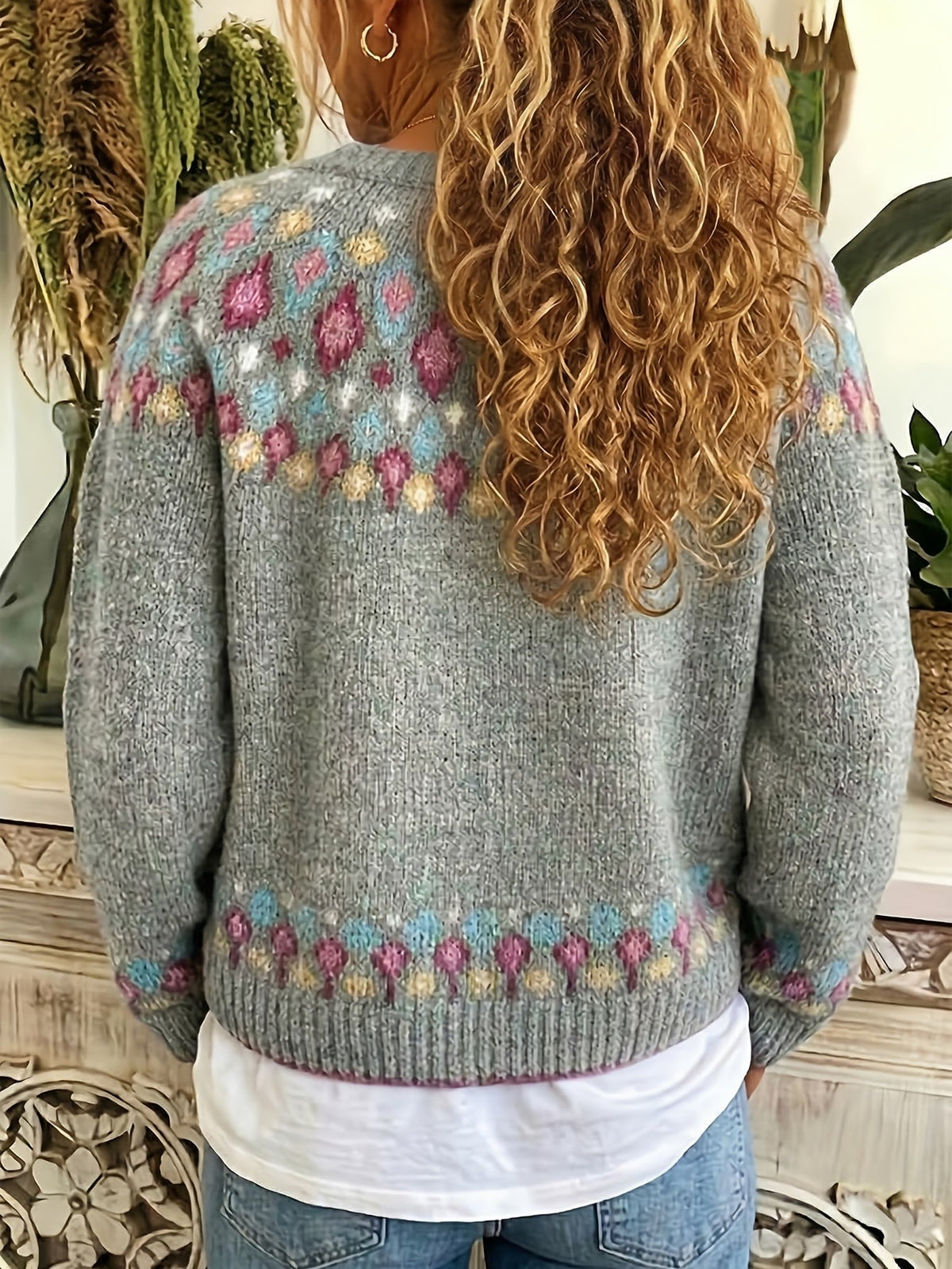 Nordic Patterned Cardigan in Soft Knit for Cozy Layering and Everyday Wear - Satinni