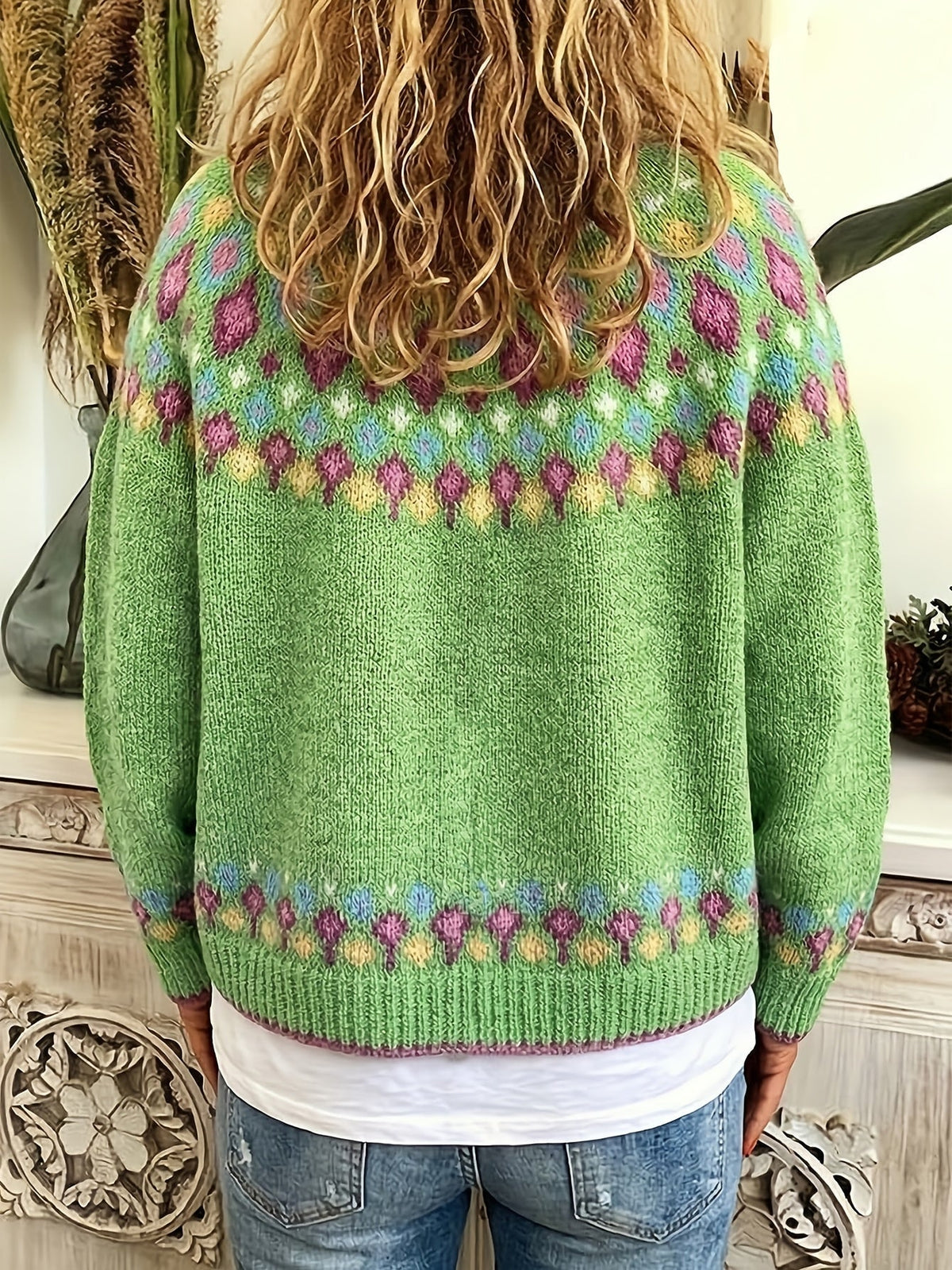 Nordic Patterned Cardigan in Soft Knit for Cozy Layering and Everyday Wear - Satinni