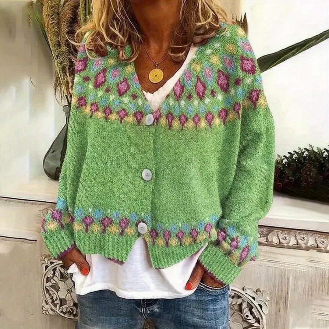 Nordic Patterned Cardigan in Soft Knit for Cozy Layering and Everyday Wear - Satinni
