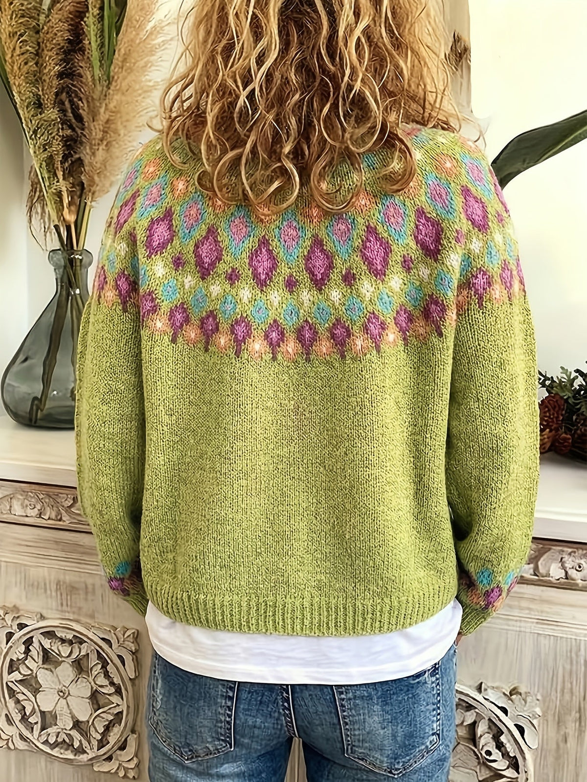 Nordic Patterned Cardigan in Soft Knit for Cozy Layering and Everyday Wear - Satinni