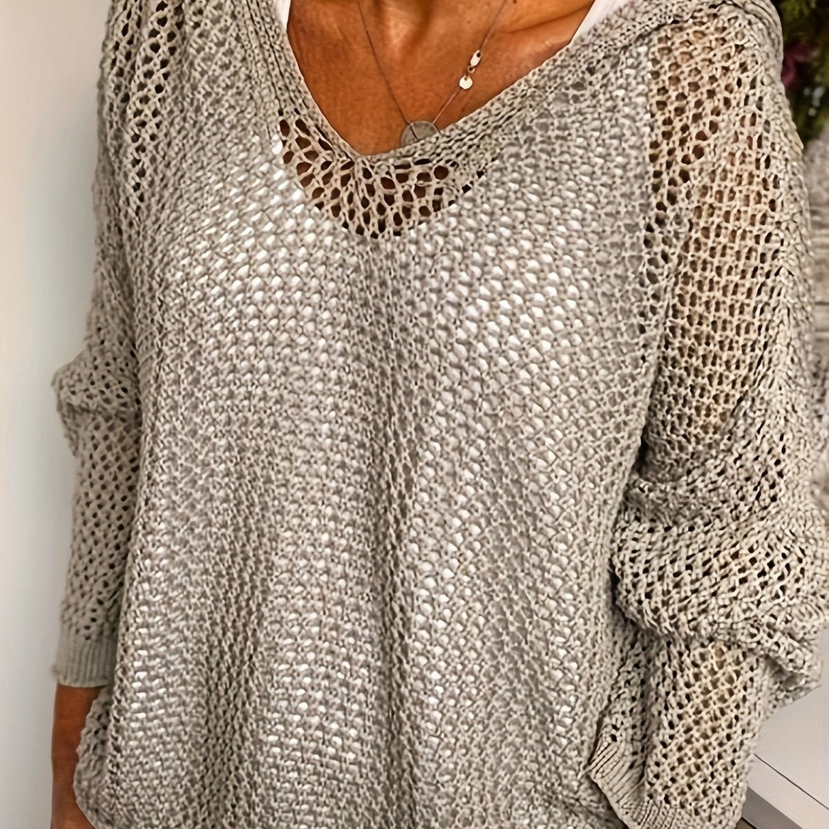 Open-Knit Hooded Sweater for Women | Relaxed Fit, Lightweight Knit Design - Satinni