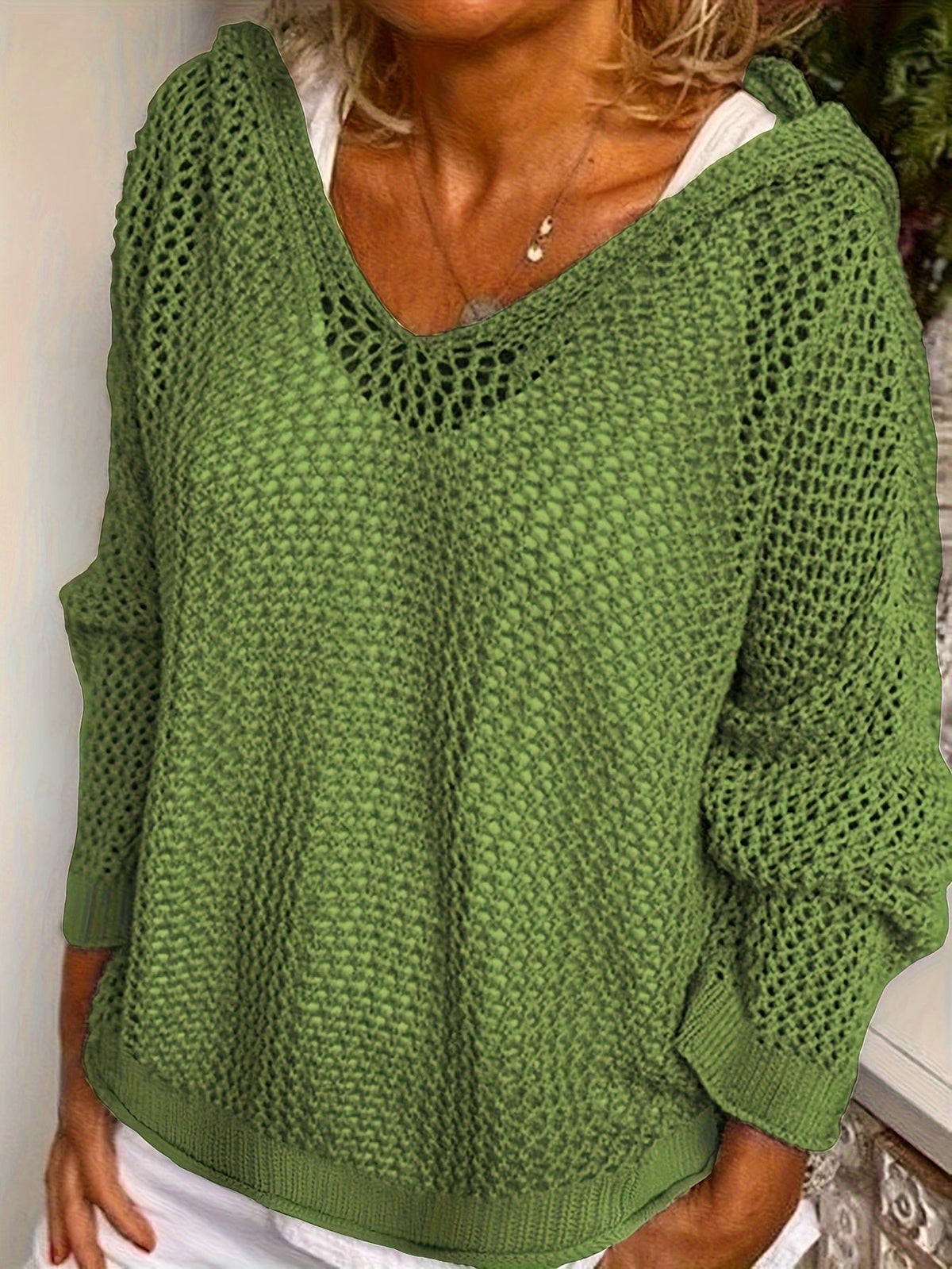 Open-Knit Hooded Sweater for Women | Relaxed Fit, Lightweight Knit Design - Satinni