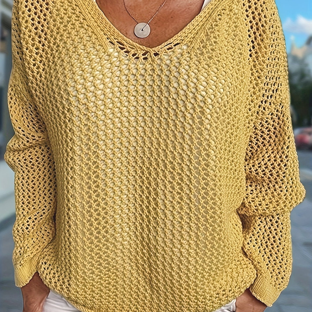 Open-Knit Hooded Sweater for Women | Relaxed Fit, Lightweight Knit Design - Satinni