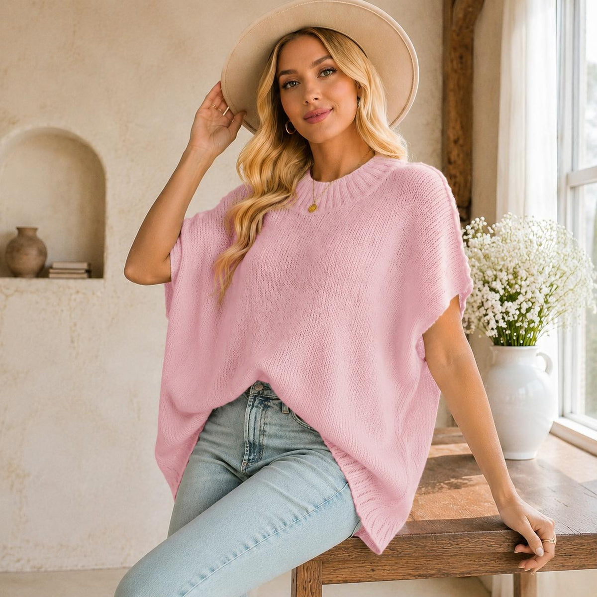 Oversized Women's Knit Sweater - Cozy Casual Pullover for Everyday Wear - Satinni