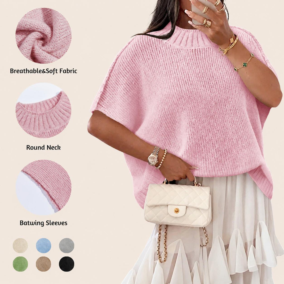 Oversized Women's Knit Sweater - Cozy Casual Pullover for Everyday Wear - Satinni