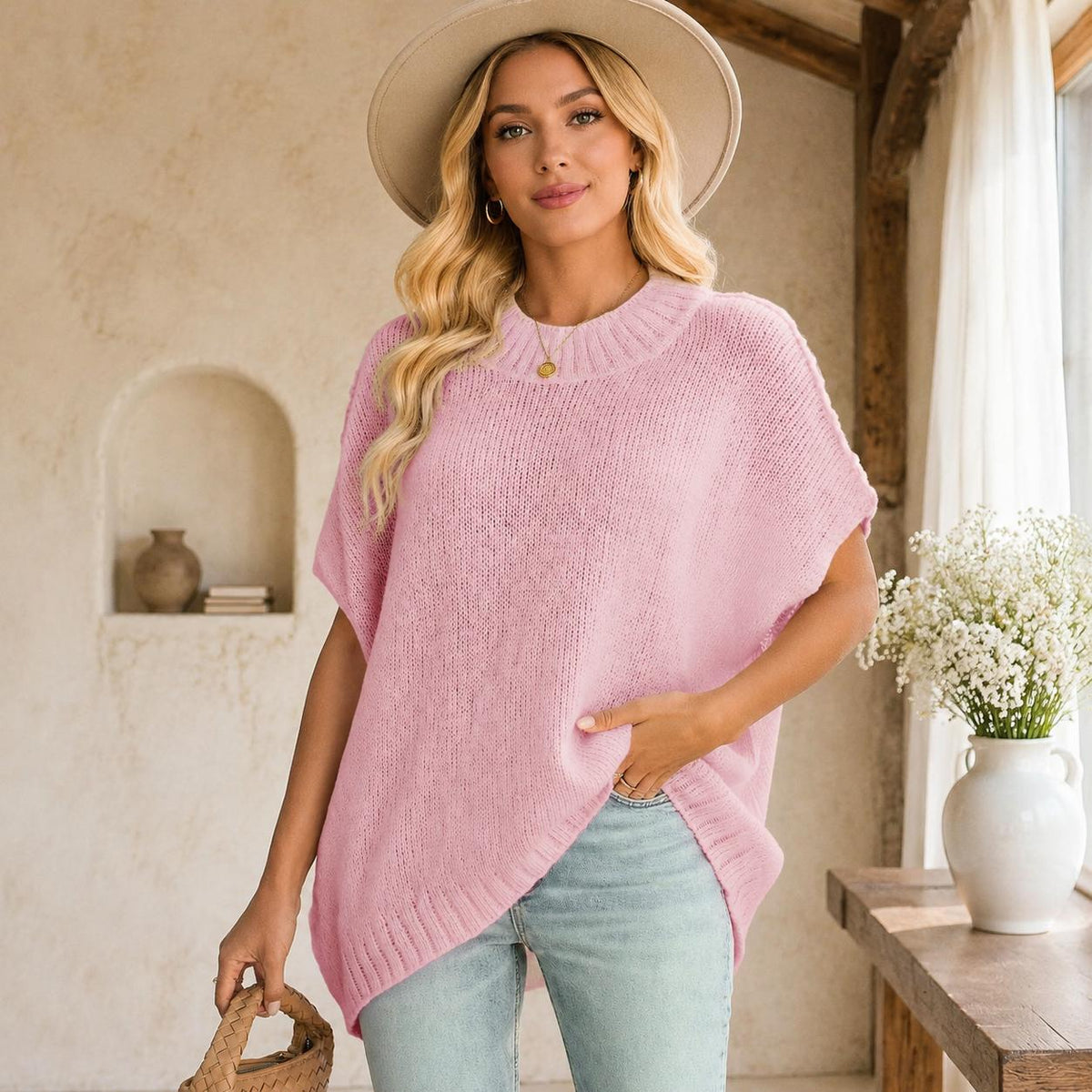 Oversized Women's Knit Sweater - Cozy Casual Pullover for Everyday Wear - Satinni