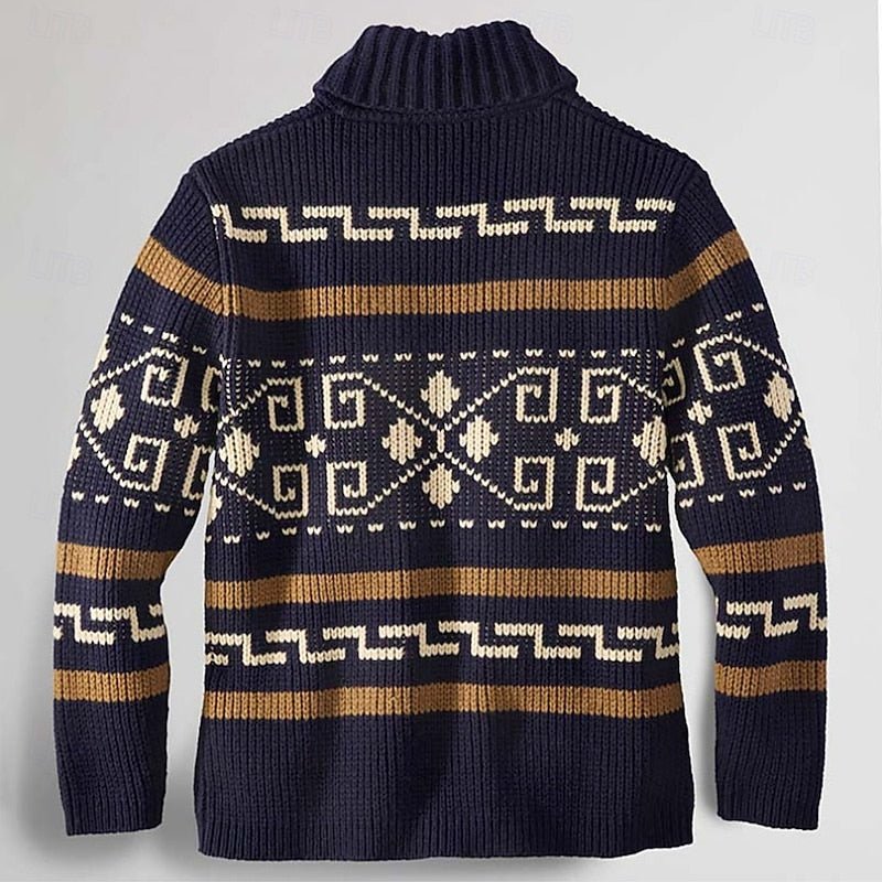 Patterned Zip Cardigan for Men's | Cozy Knitwear for Casual Wear - Satinni