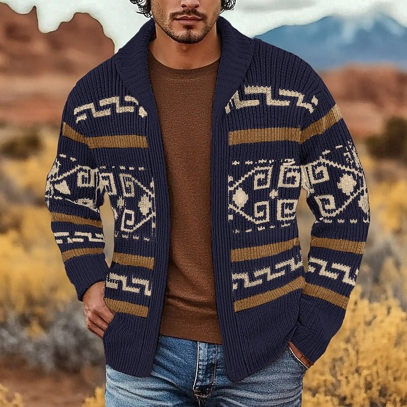 Patterned Zip Cardigan for Men's | Cozy Knitwear for Casual Wear - Satinni