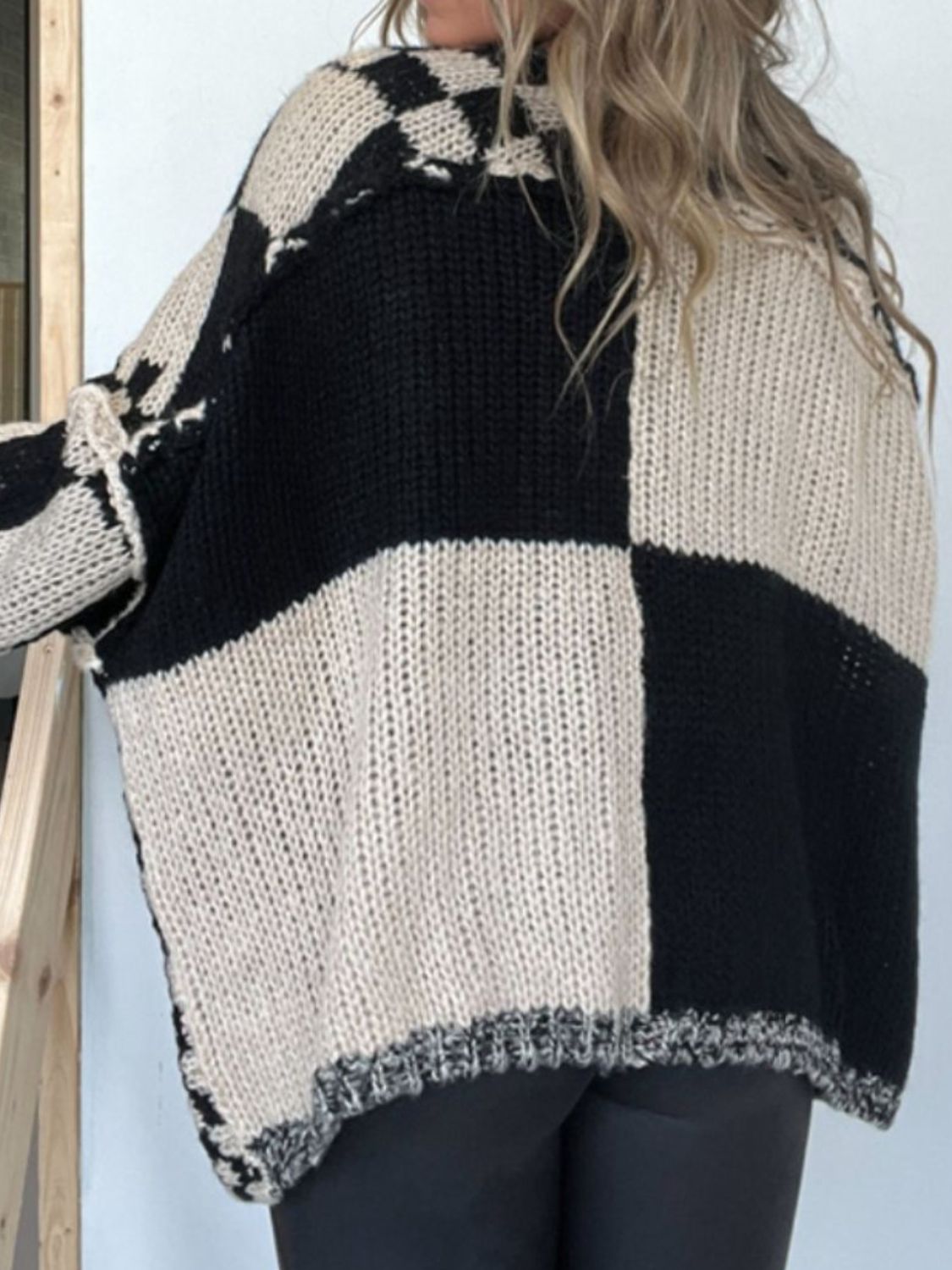 Plaid Long Sleeve Open Front Cardigan for Women - Cozy Knit Layering Piece - Satinni