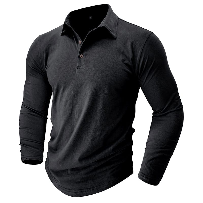 Premium Long-Sleeve Polo Shirt | Stylish Cotton Blend | Casual Wear - Satinni