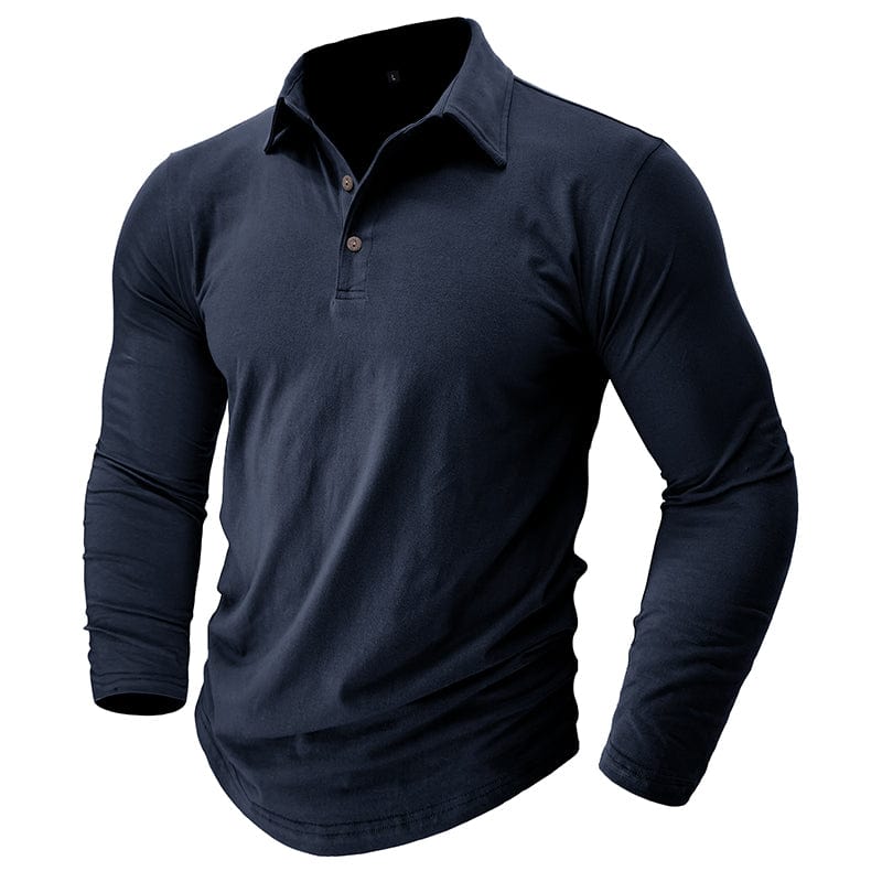 Premium Long-Sleeve Polo Shirt | Stylish Cotton Blend | Casual Wear - Satinni