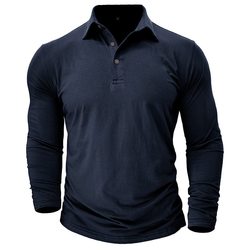 Premium Long-Sleeve Polo Shirt | Stylish Cotton Blend | Casual Wear - Satinni