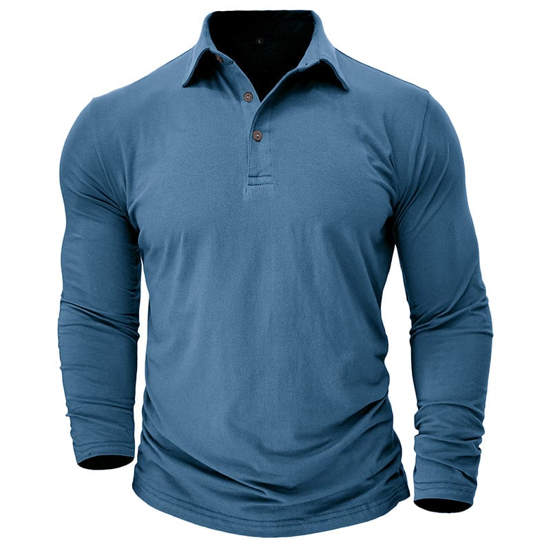 Premium Long-Sleeve Polo Shirt | Stylish Cotton Blend | Casual Wear - Satinni