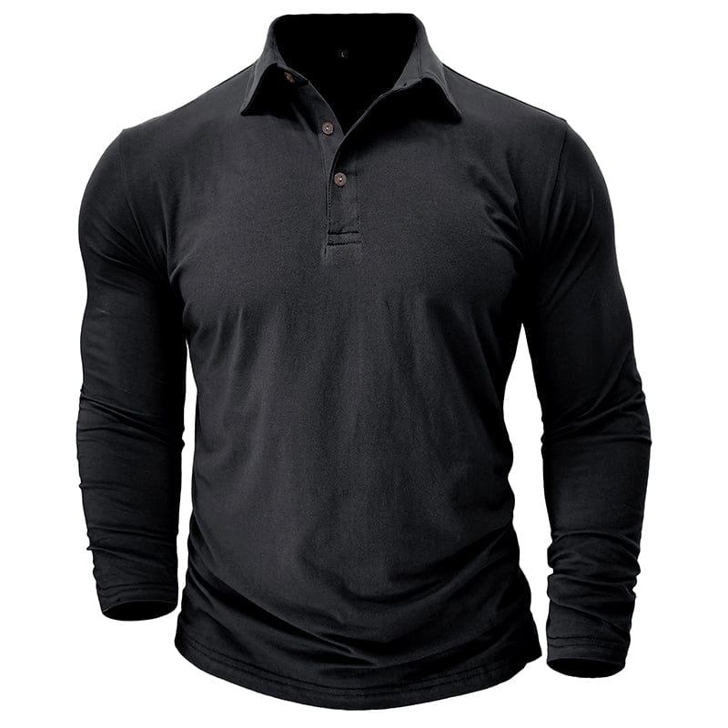 Premium Long-Sleeve Polo Shirt | Stylish Cotton Blend | Casual Wear - Satinni