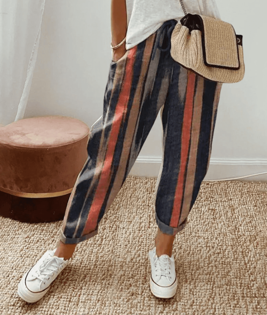 Printed Lace Casual Pants for Everyday Wear - Comfortable and Stylish Design - Satinni
