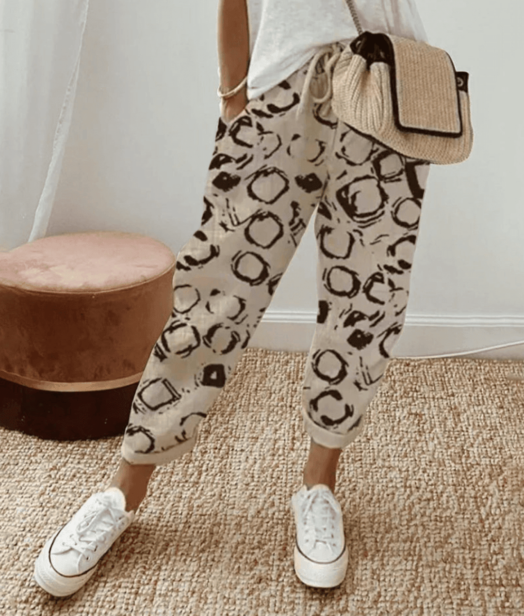 Printed Lace Casual Pants for Everyday Wear - Comfortable and Stylish Design - Satinni