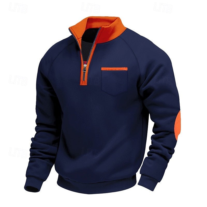Quarter-Zip Color Block Pullover for Men | Soft Fabric | Casual Wear - Satinni