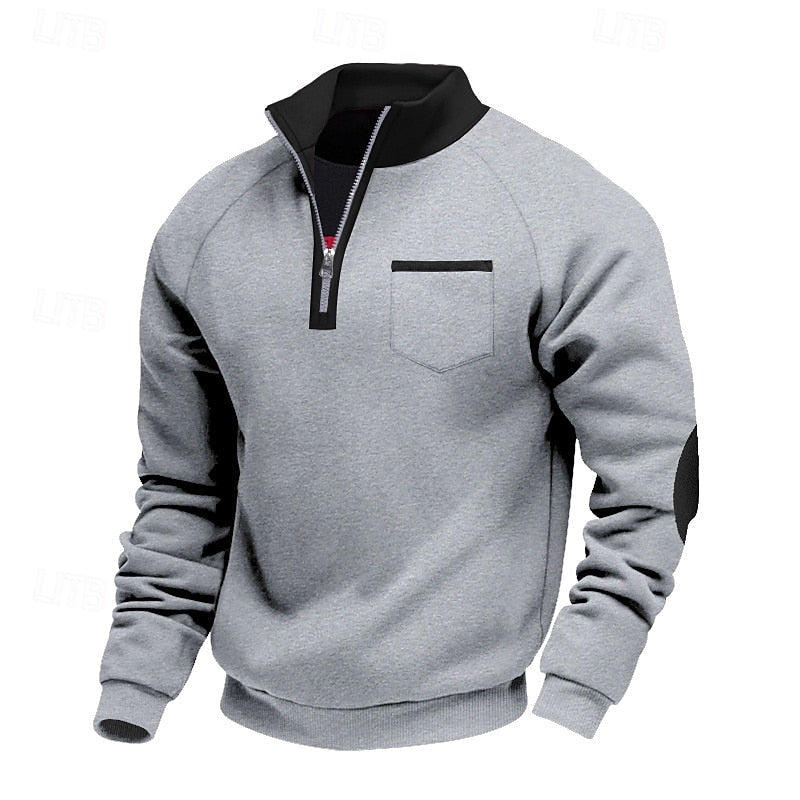 Quarter-Zip Color Block Pullover for Men | Soft Fabric | Casual Wear - Satinni