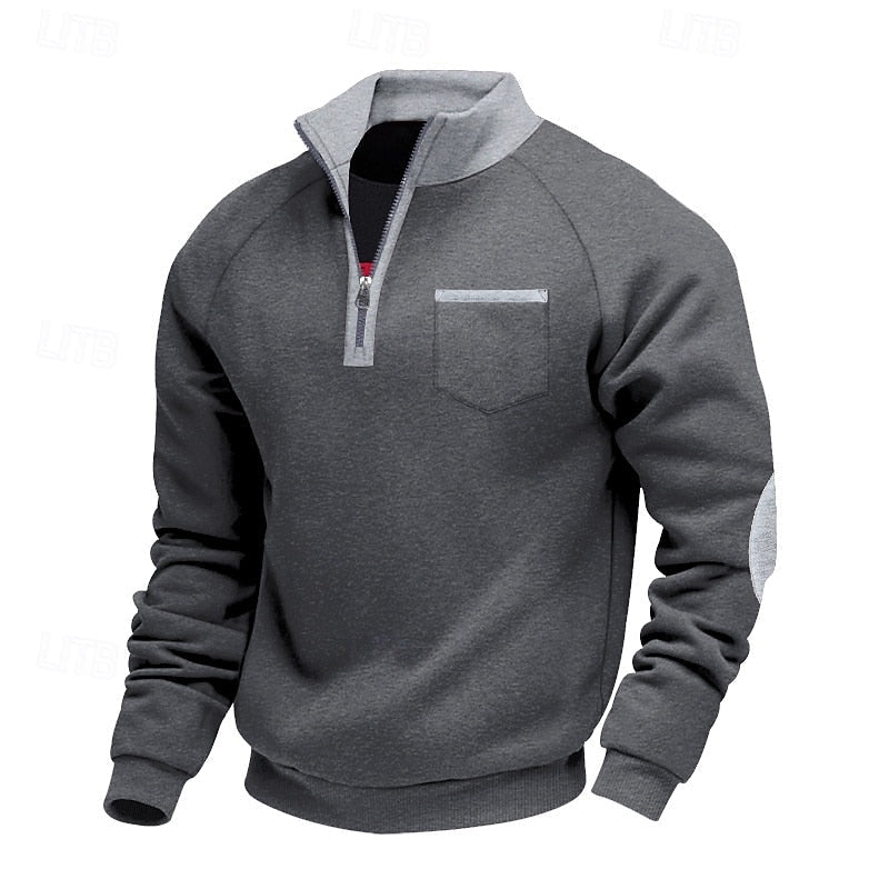 Quarter-Zip Color Block Pullover for Men | Soft Fabric | Casual Wear - Satinni