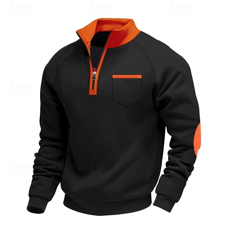 Quarter-Zip Color Block Pullover for Men | Soft Fabric | Casual Wear - Satinni