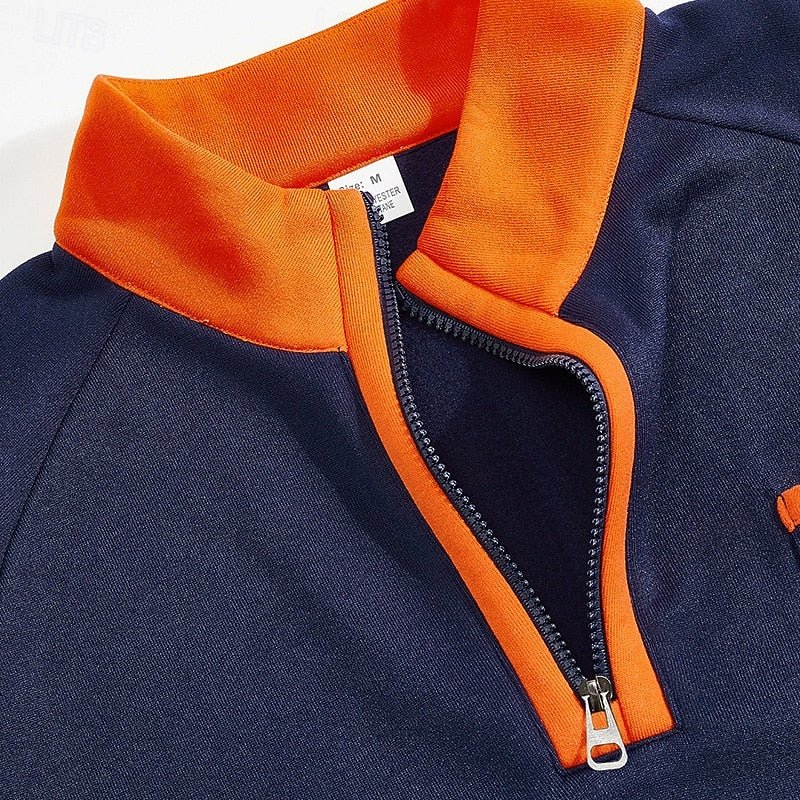 Quarter-Zip Color Block Pullover for Men | Soft Fabric | Casual Wear - Satinni
