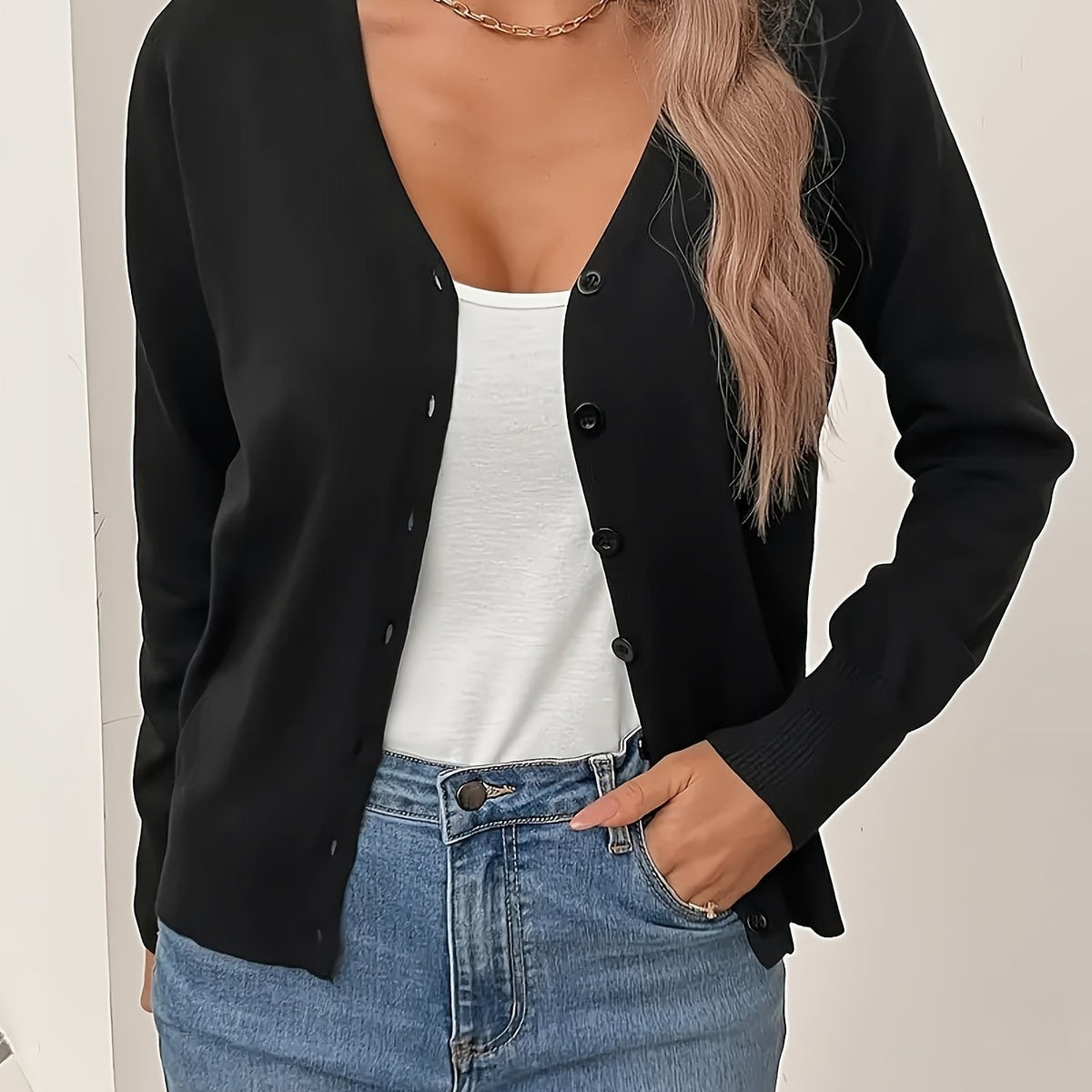 Refined Everyday Cardigan for Women - Soft Knit, Casual Layering Piece - Satinnis