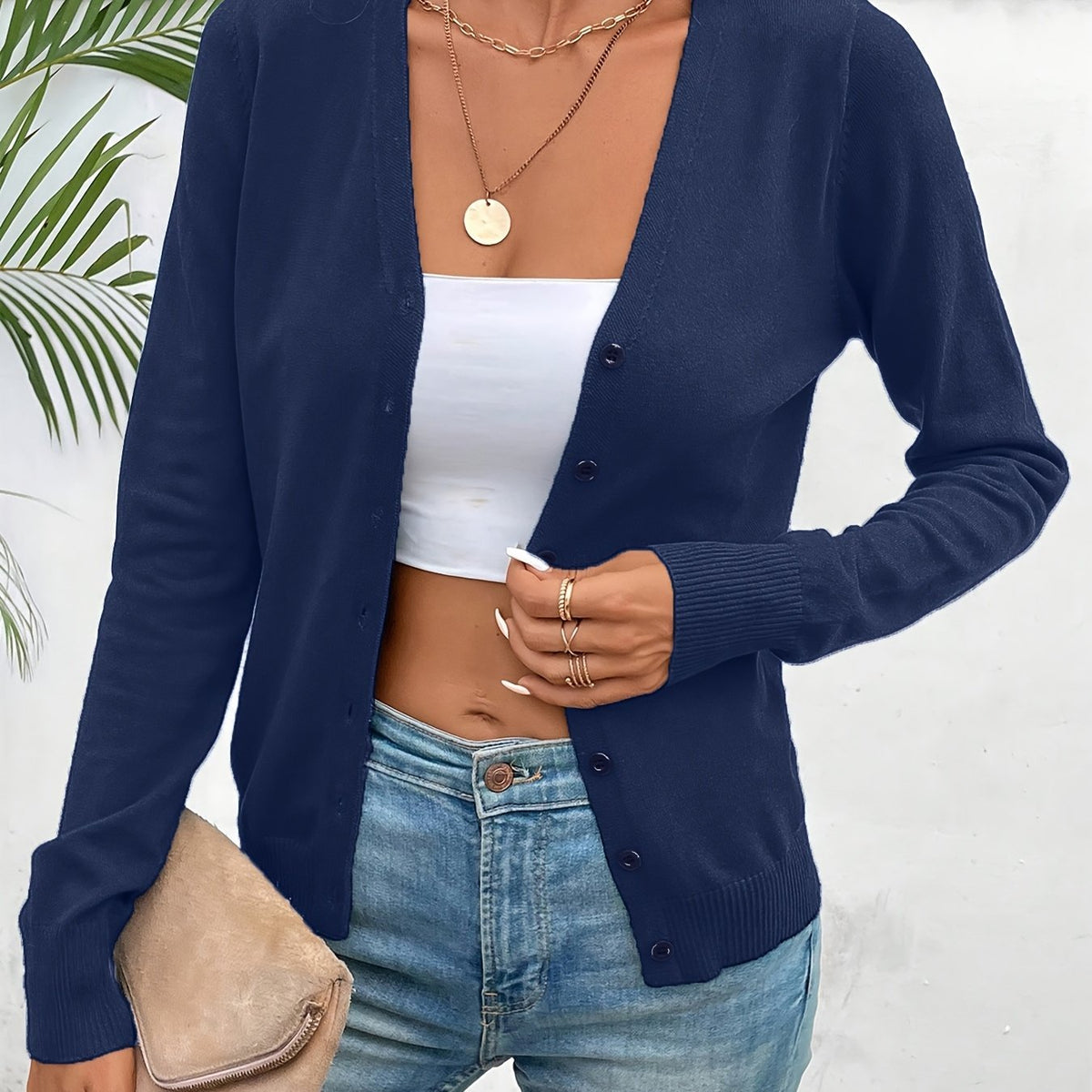 Refined Everyday Cardigan for Women - Soft Knit, Casual Layering Piece - Satinnis