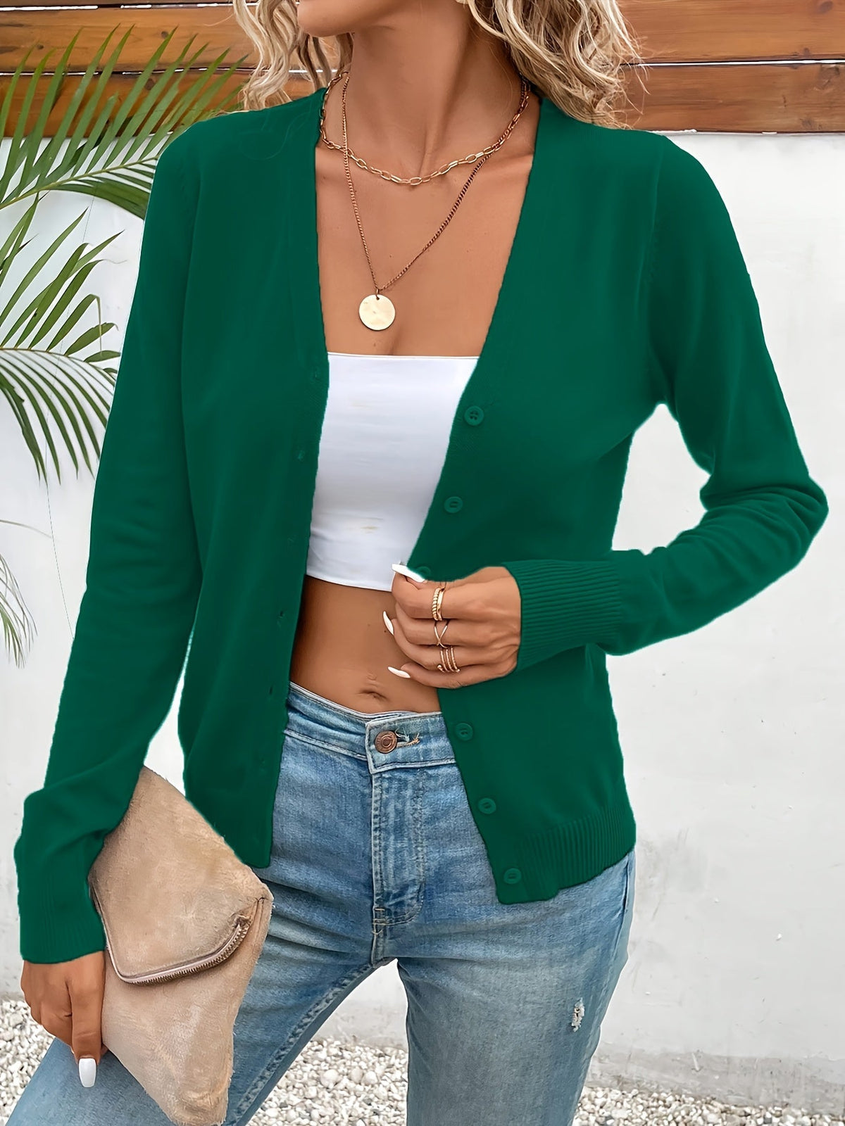 Refined Everyday Cardigan for Women - Soft Knit, Casual Layering Piece - Satinnis
