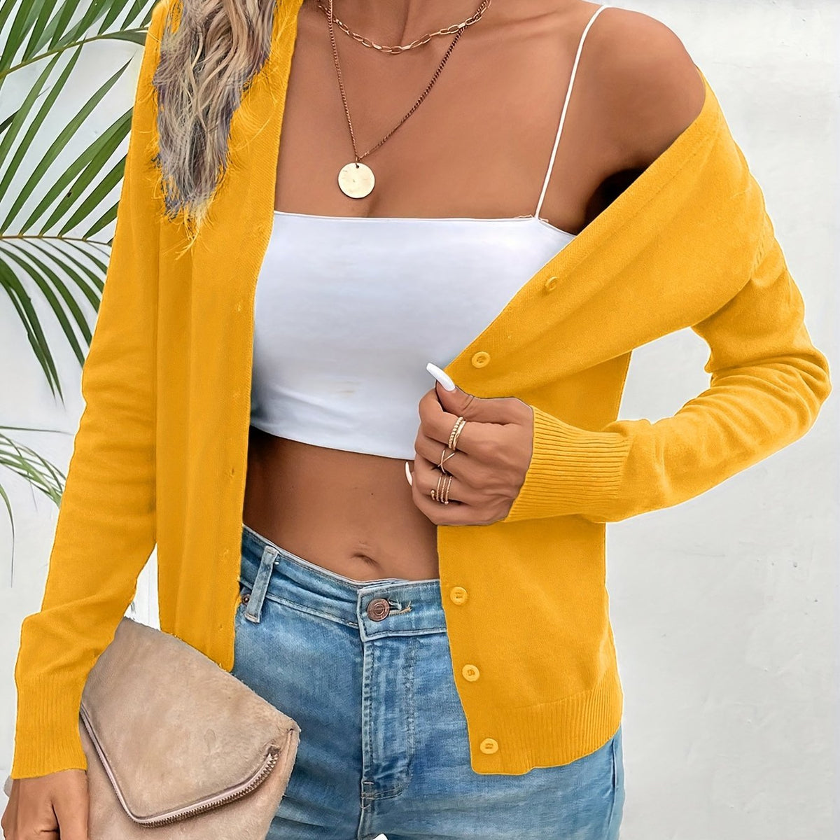 Refined Everyday Cardigan for Women - Soft Knit, Casual Layering Piece - Satinnis