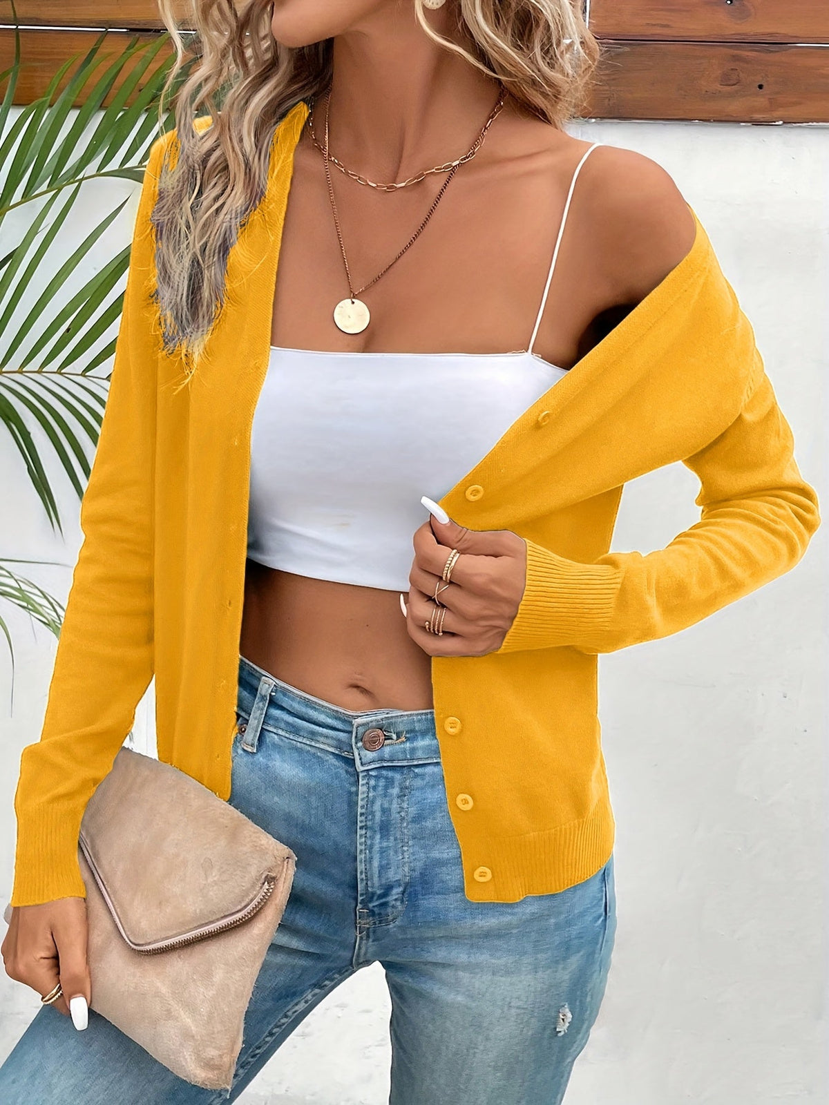Refined Everyday Cardigan for Women - Soft Knit, Casual Layering Piece - Satinnis