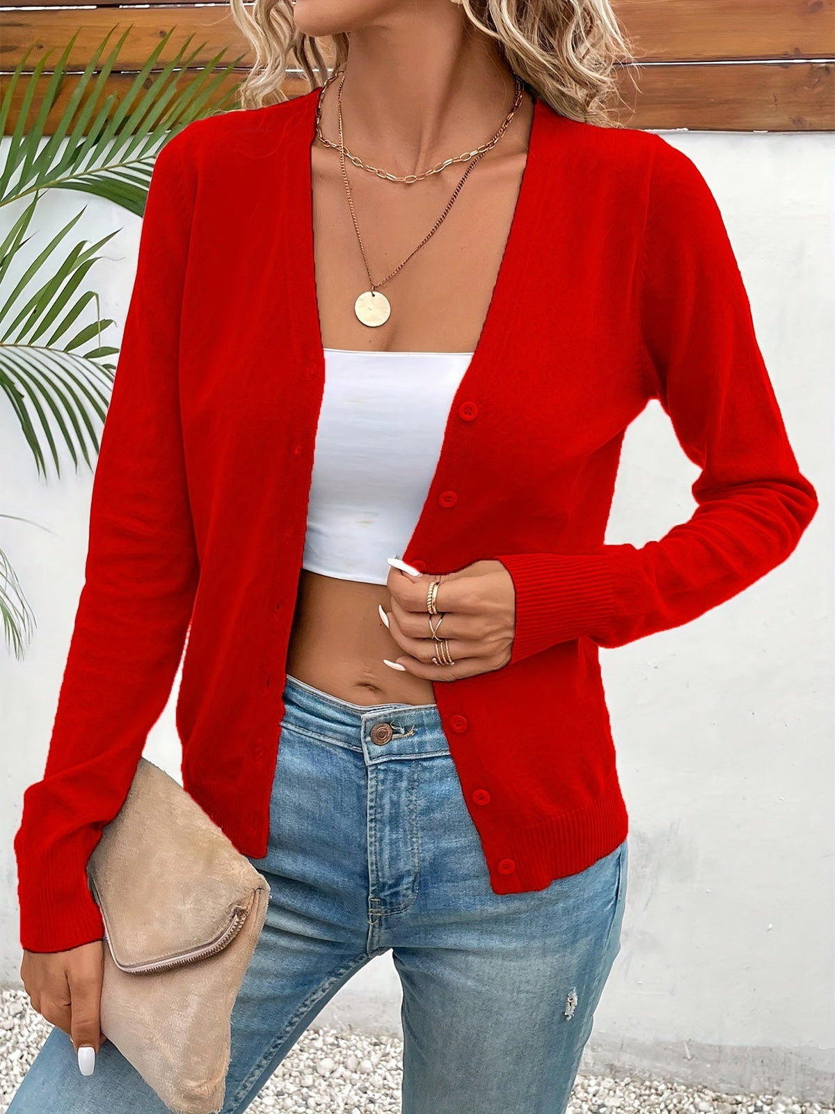 Refined Everyday Cardigan for Women - Soft Knit, Casual Layering Piece - Satinnis