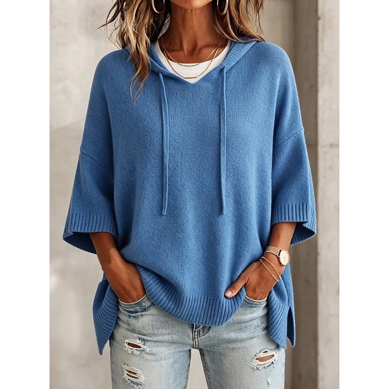 Relaxed Fit Hooded Sweater for Women - Comfortable Cotton Blend Pullover - Satinni