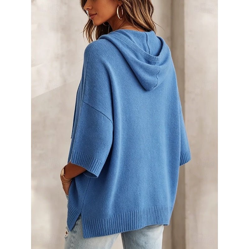 Relaxed Fit Hooded Sweater for Women - Comfortable Cotton Blend Pullover - Satinni