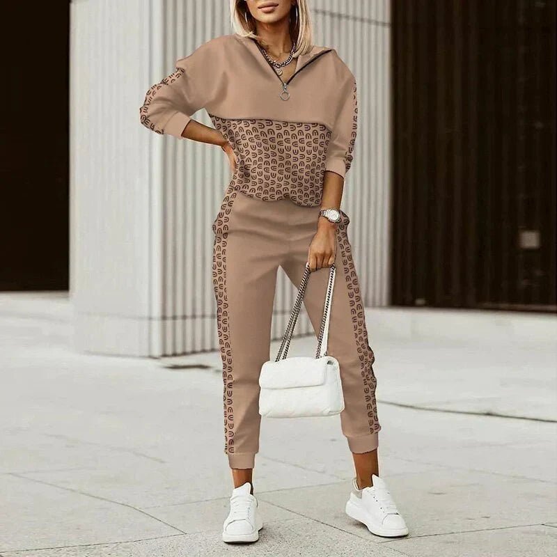 Relaxed Half-Zip Tracksuit for Women | Comfortable Cotton Blend | Casual Wear - Satinni