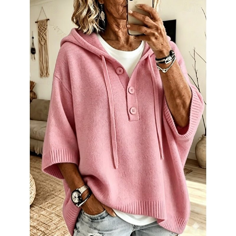 Relaxed Hooded Sweater for Women | Soft Cotton Blend | Casual Wear - Satinnis