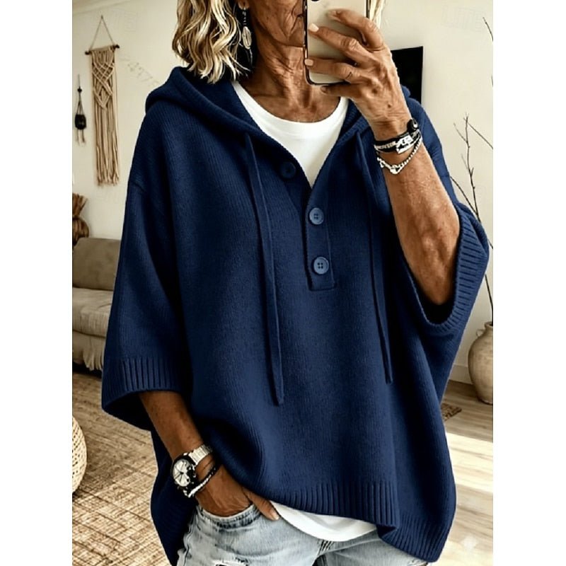 Relaxed Hooded Sweater for Women | Soft Cotton Blend | Casual Wear - Satinnis