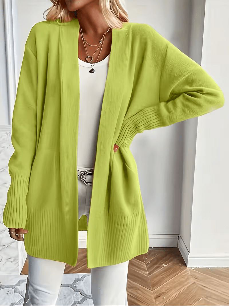 Relaxed Open-Front Cardigan in Soft Knit for Casual Wear - Satinnis