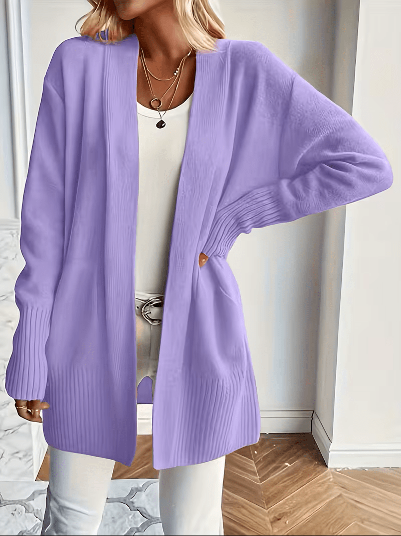 Relaxed Open-Front Cardigan in Soft Knit for Casual Wear - Satinnis