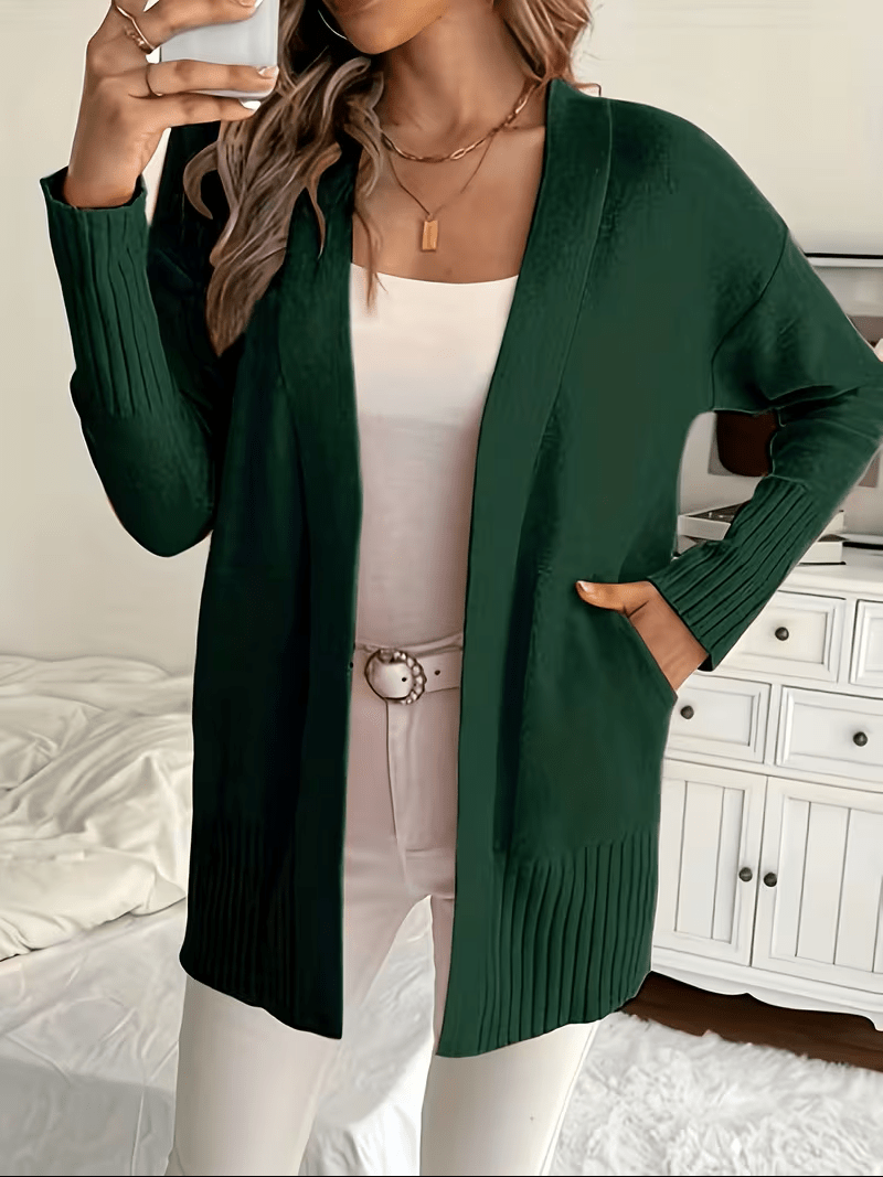 Relaxed Open-Front Cardigan in Soft Knit for Casual Wear - Satinnis
