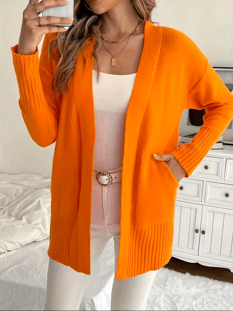 Relaxed Open-Front Cardigan in Soft Knit for Casual Wear - Satinnis