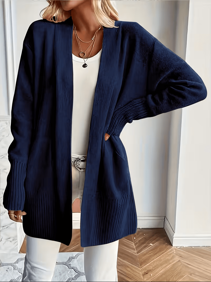Relaxed Open-Front Cardigan in Soft Knit for Casual Wear - Satinnis