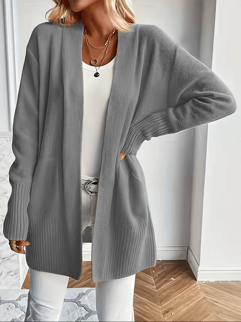 Relaxed Open-Front Cardigan in Soft Knit for Casual Wear - Satinnis