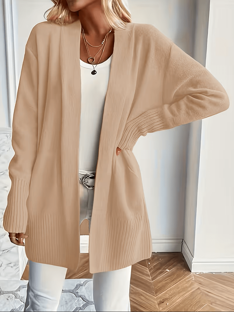 Relaxed Open-Front Cardigan in Soft Knit for Casual Wear - Satinnis