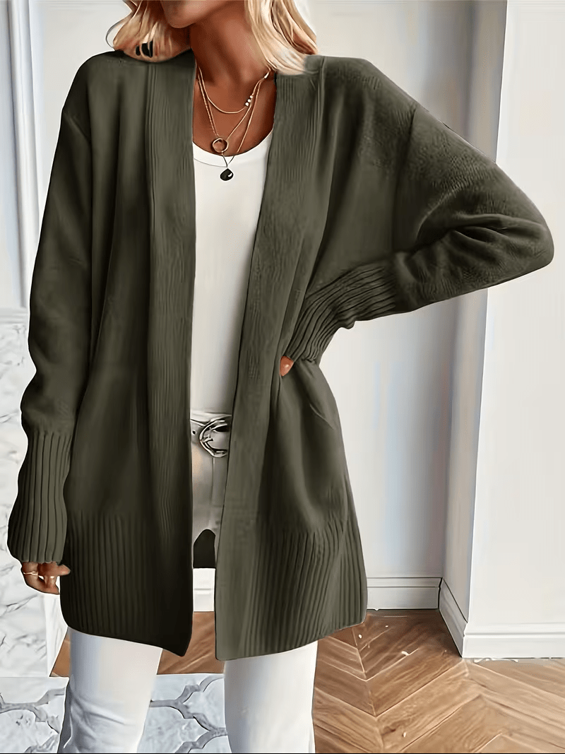 Relaxed Open-Front Cardigan in Soft Knit for Casual Wear - Satinnis